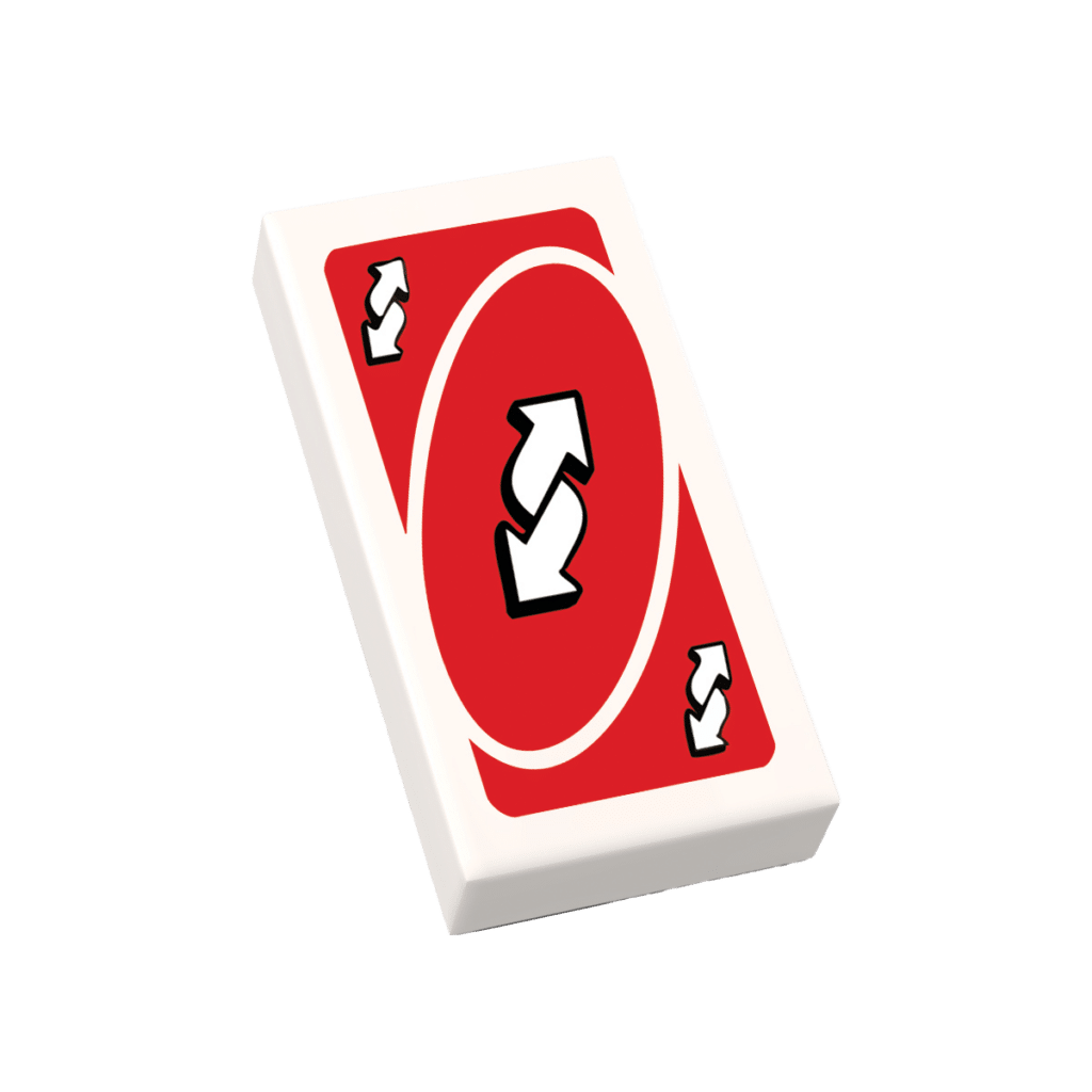 No Revers Reverse You-No Card – Red (1x2 Tile) - The Brick Chick